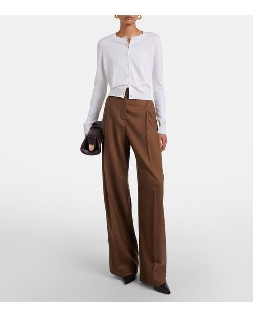 Oscar de la Renta Brown Wool Wide-Leg Pants