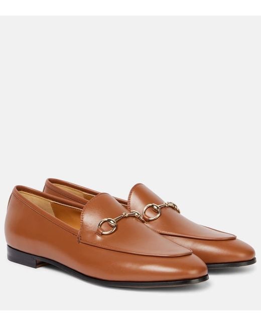 Gucci Brown Jordaan Horsebit Leather Loafers
