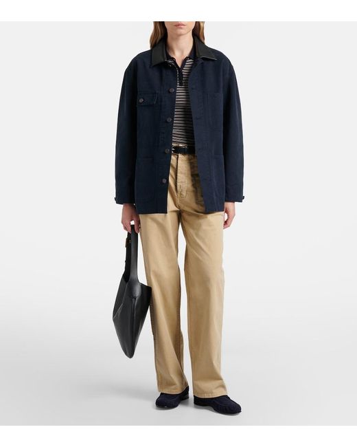 Nili Lotan Natural Whitney Cotton Wide-Leg Pants