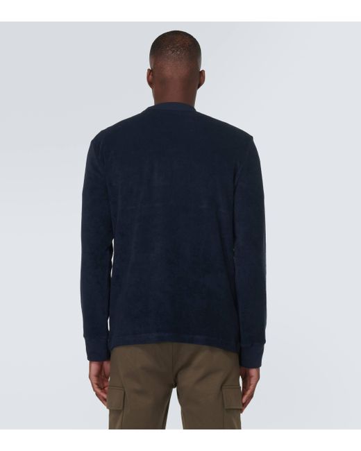 Moncler Blue Embroidered Cotton Terry Sweatshirt for men