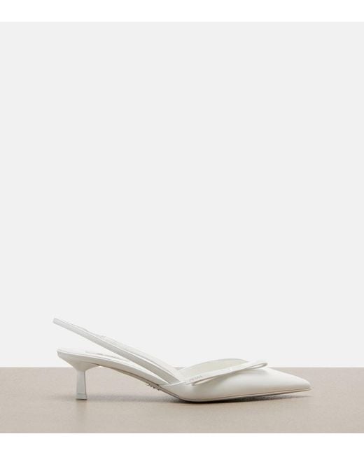 Prada White Patent Leather Slingback Pumps