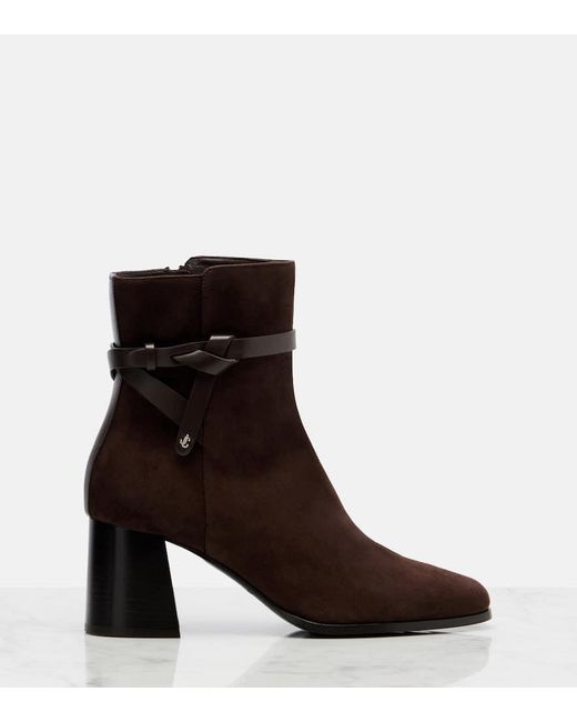 Jimmy Choo Brown Ankle Boots Lawton 65 Aus Veloursleder