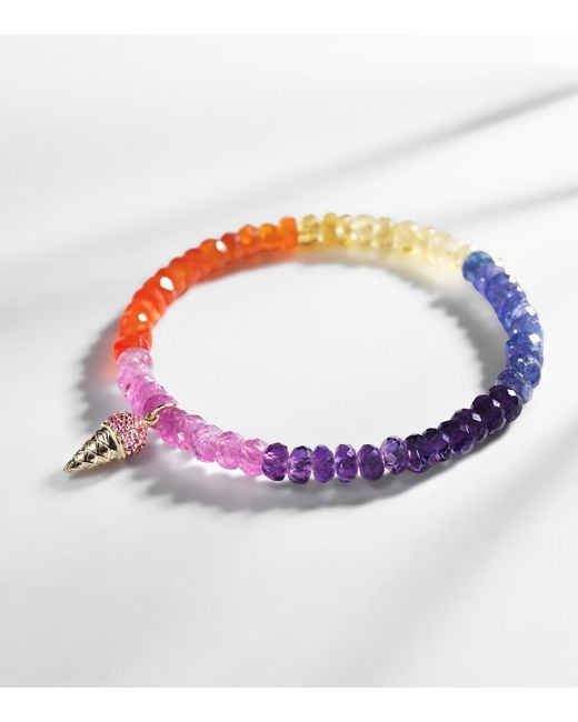 Sydney Evan Multicolor Ice Cream Cone 14Kt Charm Bracelet With Sapphires