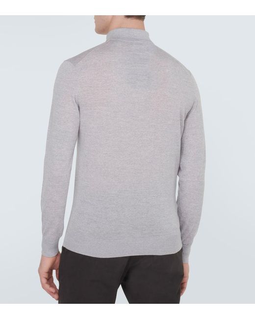 Zegna Gray High Performance Wool Polo Sweater for men