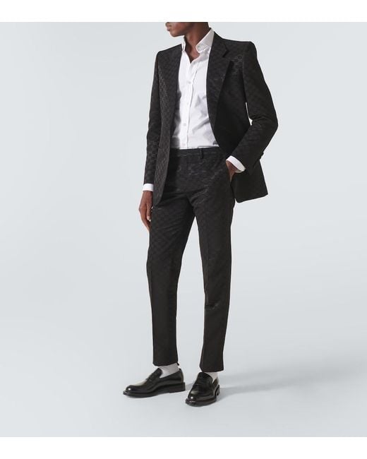 Gucci Black Gg Cotton-Blend Straight Pants for men