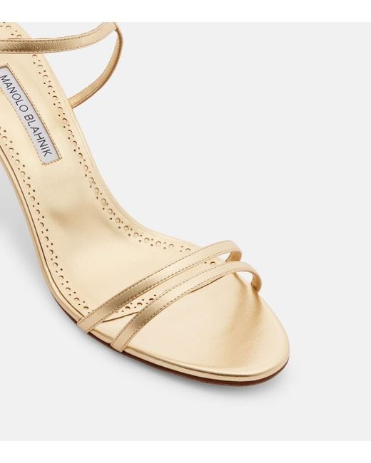 Manolo Blahnik Ciagalo Metallic Leather Sandals