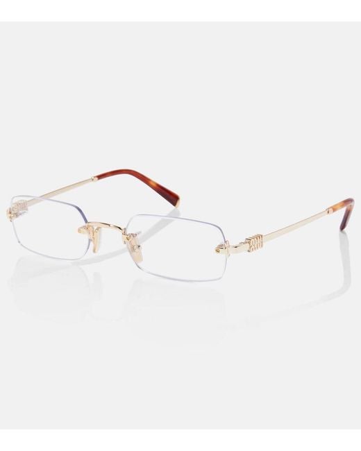 Miu Miu Metallic Rectangular Glasses