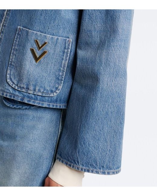 Valentino Blue Vgold Faded Denim Jacket