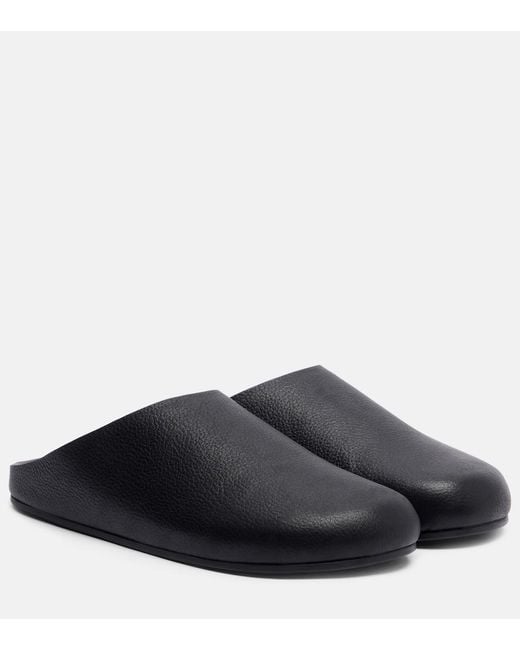 The Row Gray Hudson Leather Mules