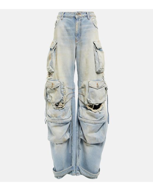 The Attico Fern Cargo Jeans in White | Lyst