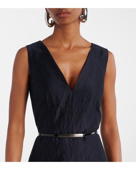 Max Mara Blue Lyon Cotton And Silk-Blend Cloque Midi Dress