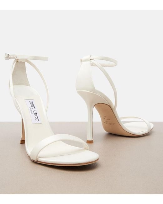 Jimmy Choo White Moza Satin Sandals