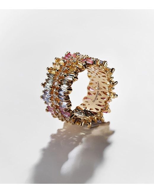 Suzanne Kalan Metallic Sansa Pastel Rainbow 18kt Gold Ring With Diamonds And Sapphires