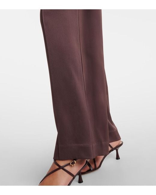 Jonathan Simkhai Brown Kyra High-Rise Satin Wide-Leg Pants