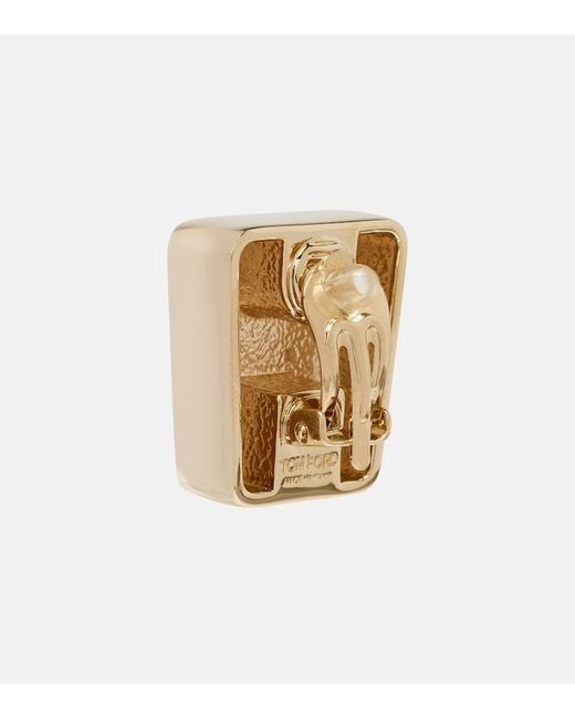 Tom Ford White Mira Clip-On Earrings