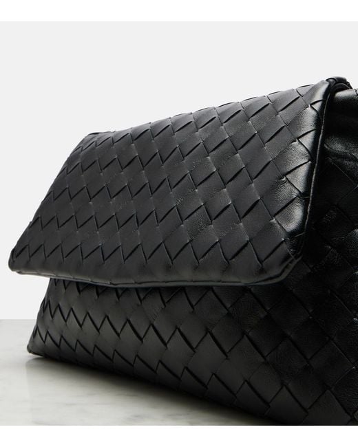 Bottega Veneta Black Giorno Small Intrecciato Leather Shoulder Bag