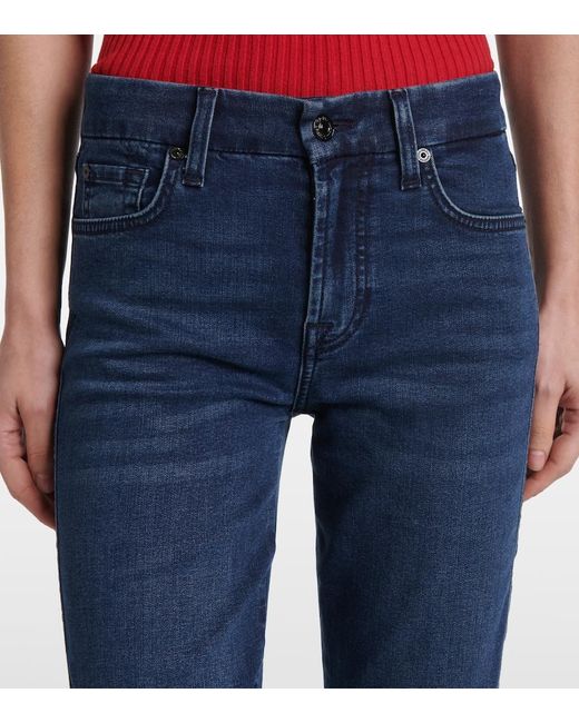 7 For All Mankind Blue Kimmie Mid-Rise Straight Jeans