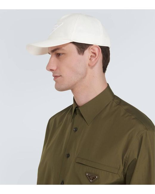 Gorra de dril de algodon con logo Prada de hombre de color Natural