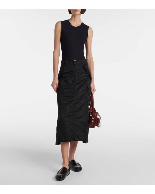 Sacai Black Midirock Nylon Aus Twill