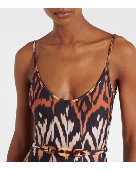 Zimmermann Brown Aster Scoop Printed Swimsuit