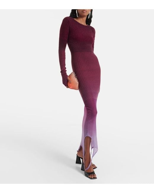 The Attico Purple Ribbed Midi Dress