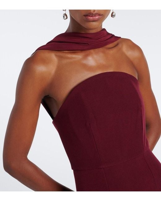 Roland Mouret Purple Scarf-Detail Bustier Gown