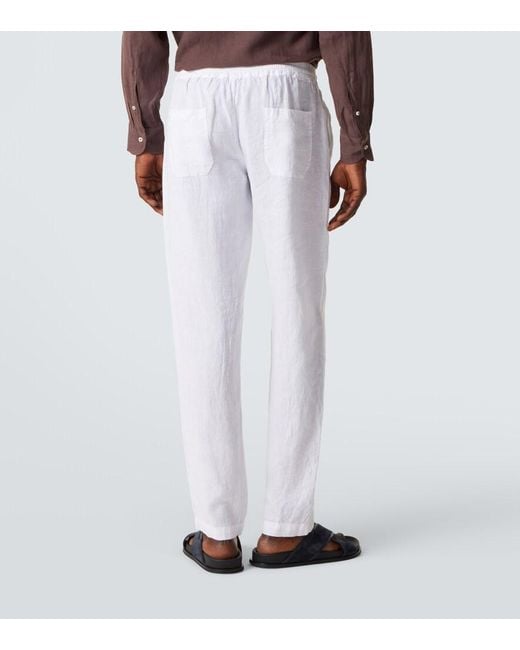 Fedeli White Bonifacio Linen Tapered Pants for men