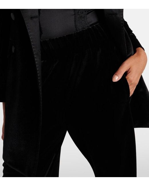 Dolce & Gabbana Blue High-Rise Velvet Wide-Leg Pants