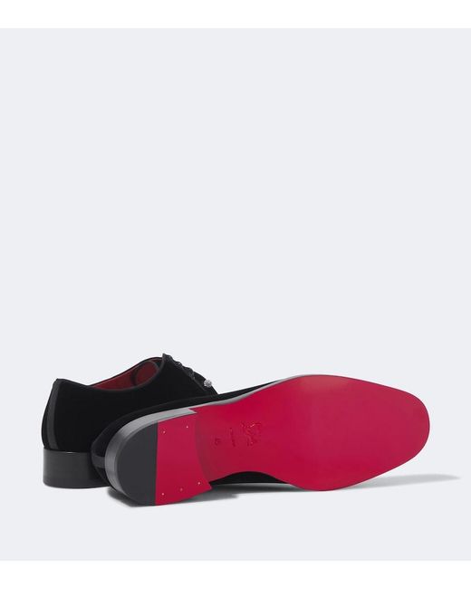 Christian Louboutin Black Chambeliss Velvet Derby Shoes for men