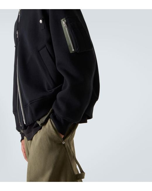 Sacai Black Cotton-Blend Bomber Jacket for men