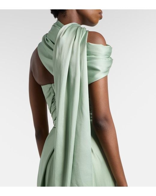 Vivienne Westwood Green Nova Vixen Scarf-Detail Satin Gown