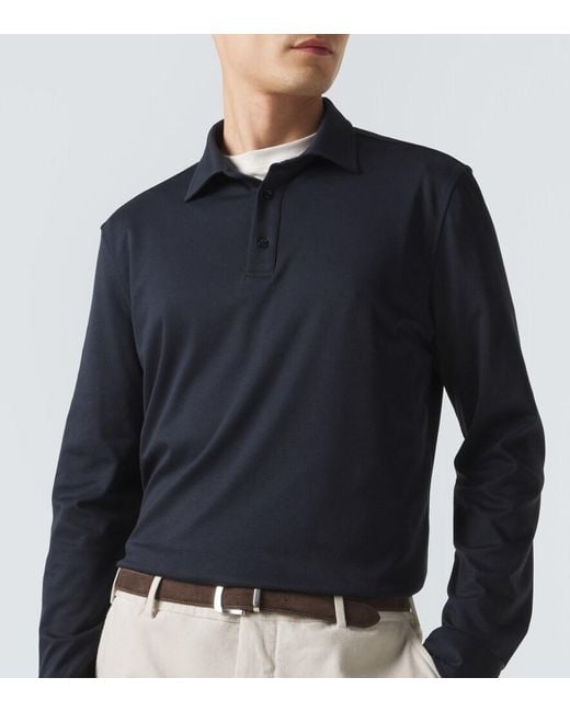 Agnona Blue Cotton And Silk Polo Shirt for men
