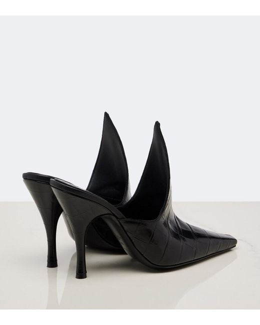 Alaïa Black Croc-Effect Leather Mules