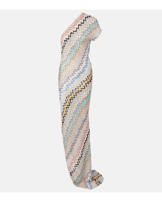 Missoni White Wave One-Shoulder Maxi Dress