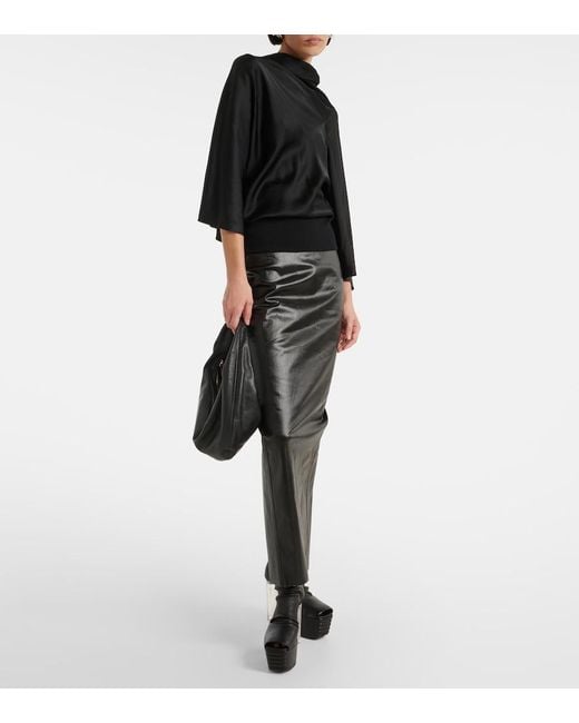 Rick Owens Black Cylinder Draped Jersey Top