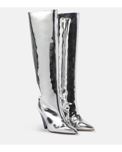 Isabel Marant Gray Lakita Mirrored Knee-High Boots