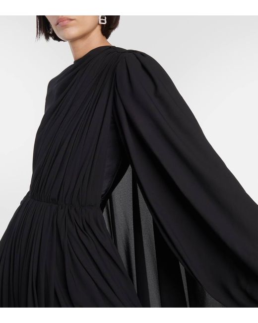 Vestido corto de crepe asimetrico Balenciaga de color Black