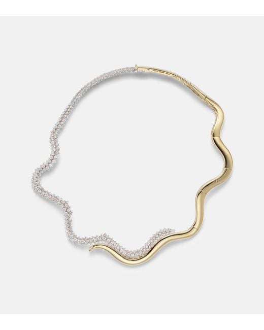 Collar Golden Strada De Oro Blanco Y Amarillo De 18 Ct Con Diamantes YEPREM de color Metallic