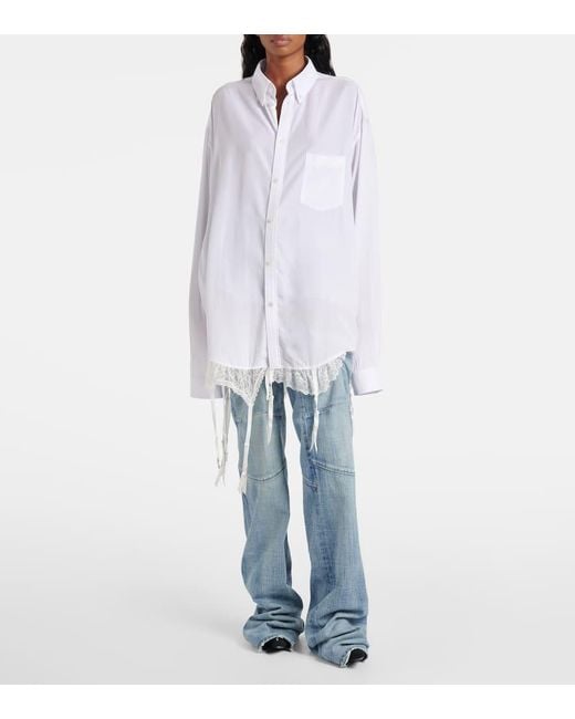 Balenciaga White Oversize-Hemd Mit Spitze