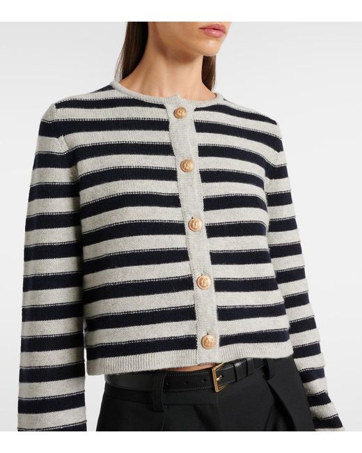 Jardin Des Orangers Blue Striped Wool And Cashmere Cardigan