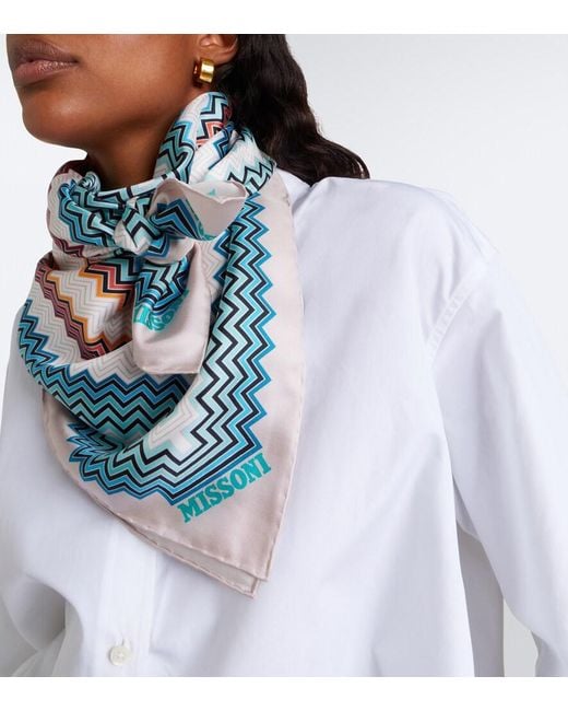 Missoni White Zigzag Silk Twill Scarf