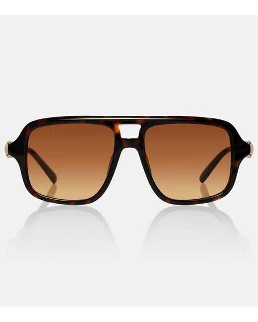 Gucci Brown Horsebit Aviator Sunglasses