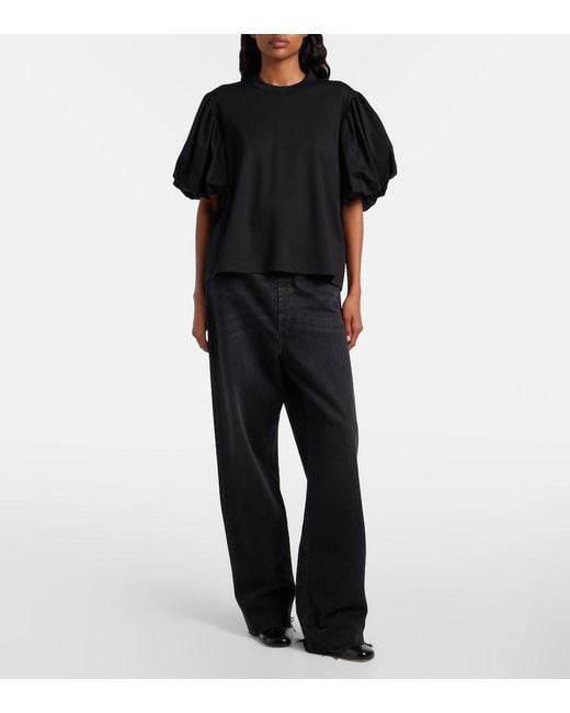 Noir Kei Ninomiya Black Puff-Sleeve Cotton Jersey T-Shirt