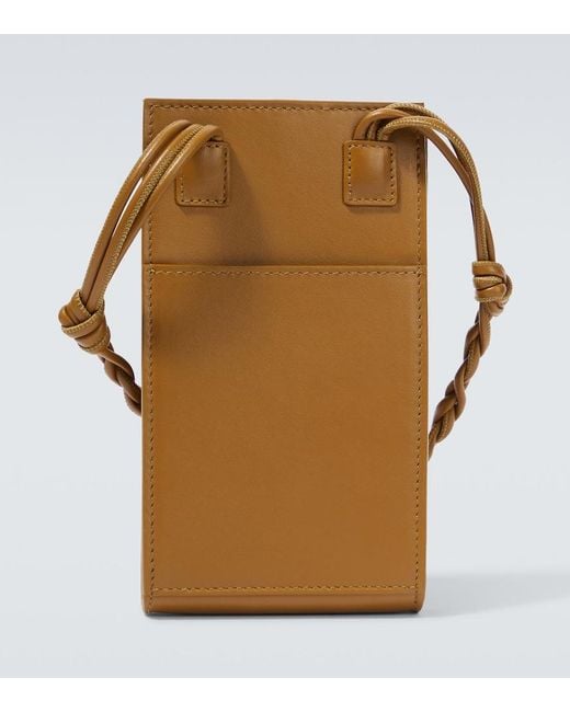 Jil Sander White Embossed Leather Phone Pouch for men