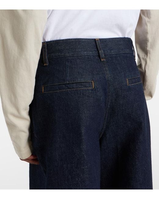 FRAME Blue Tailored Low-Rise Denim Wide-Leg Shorts