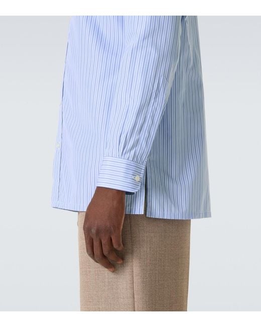 Charvet Blue Striped Cotton Poplin Shirt for men