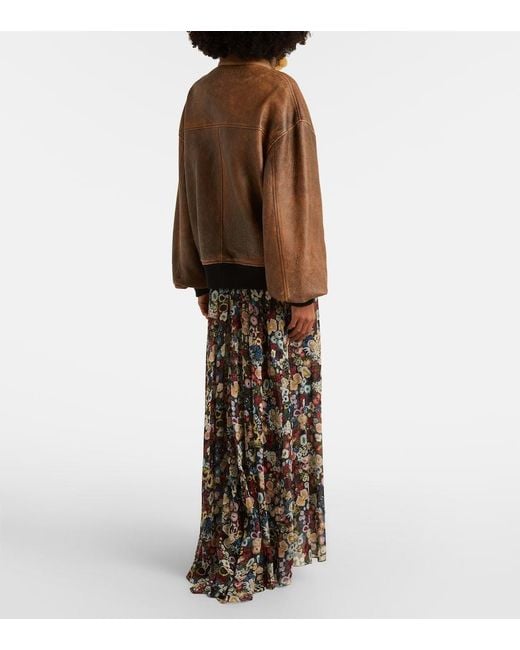 Khaite Brown Sandor Shearling-Trimmed Leather Jacket