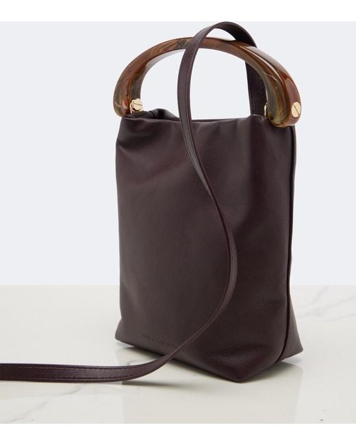 Dries Van Noten Purple Small Leather Top-Handle Bag