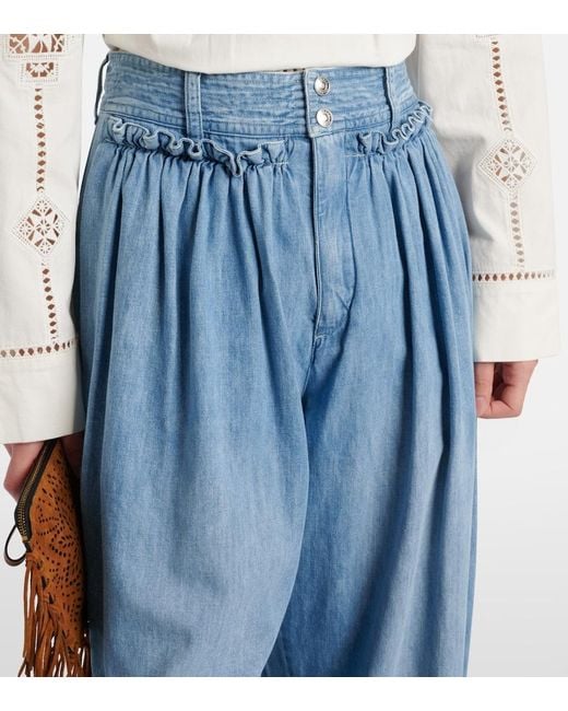 Isabel Marant Blue Inaya High-Rise Wide-Leg Jeans