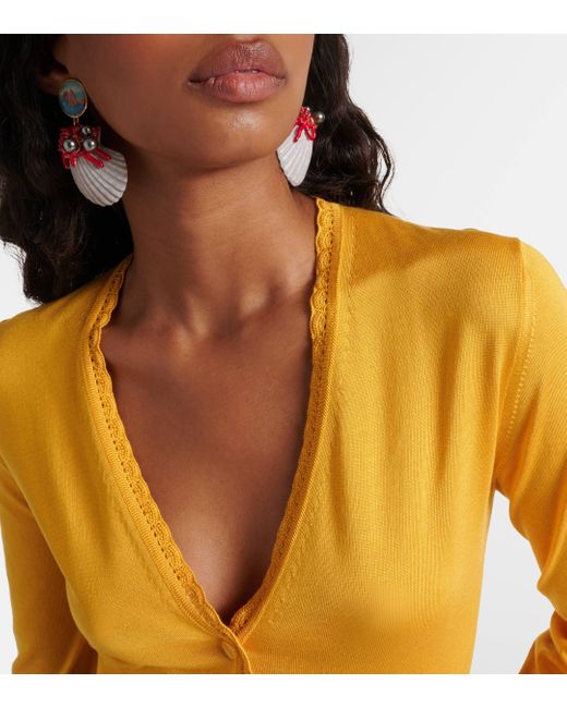 Dolce & Gabbana Yellow Cropped Silk Cardigan